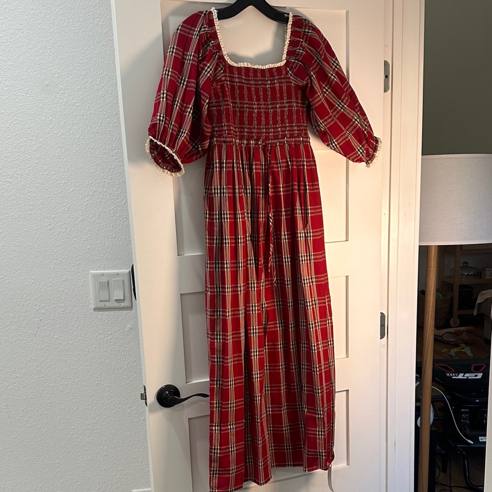 Christy Dawn NWT Theโ Katrina Dress in Holiday Plaid